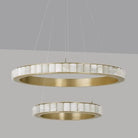 CTO Lighting Avalon Halo - Ceiling Mounting Plate Chandelier satin brass with honed alabaster - Araco Interiors