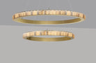 CTO Lighting Avalon Halo X - Large - Ceiling Rose Chandelier satin brass with honed alabaster - Araco Interiors