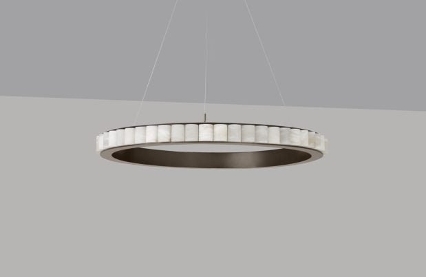 CTO Lighting Avalon Large - Ceiling Mounting Plate - DALI - A Chandelier bronze with honed alabaster - Araco Interiors