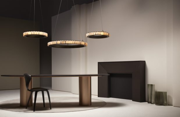 CTO Lighting Avalon X - Large - Ceiling Rose Chandelier bronze finish with honed alabaster - Araco Interiors