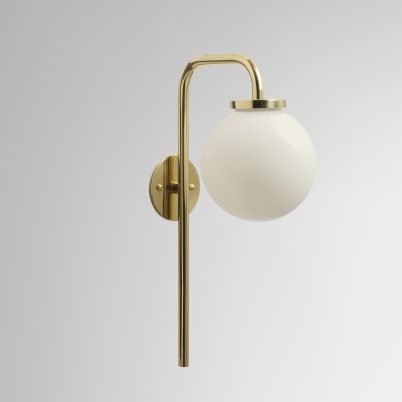 CTO Lighting Big Bulb Wall Light polished nickel with shiny opal glass - Araco Interiors