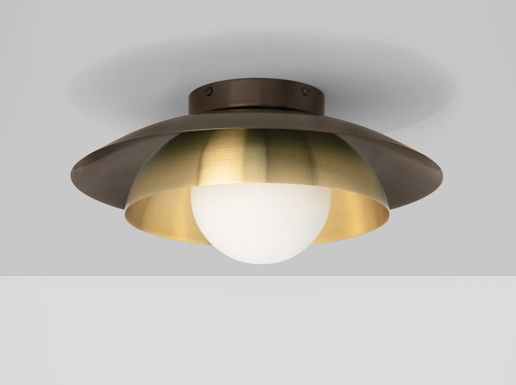 CTO Lighting Carapace Ceiling Light bronze with shiny opal glass - Araco Interiors