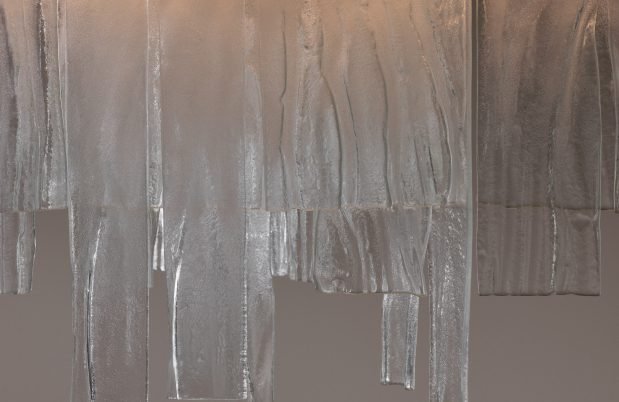 CTO Lighting Cascata - Ceiling Mounting Plate - DALI - A Chandelier polished nickel with wavy kiln glass - Araco Interiors