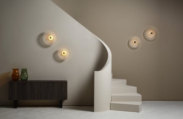 CTO Lighting Cielo Small Wall Light satin brass with fritted glass - Araco Interiors