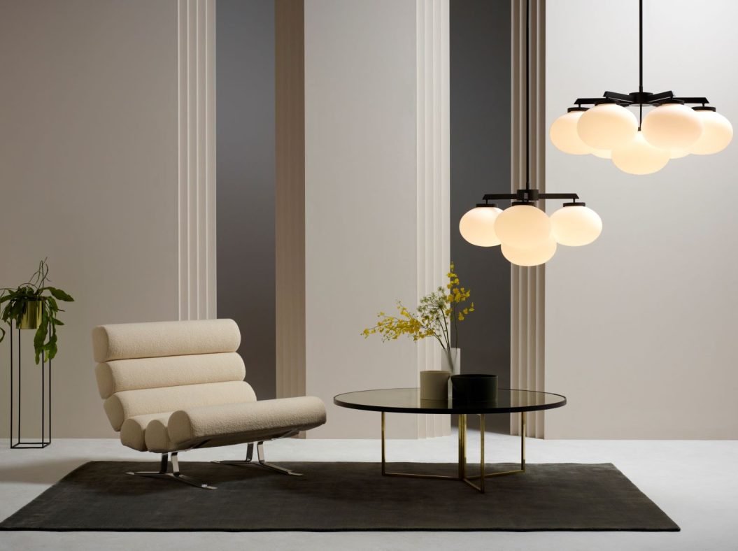 CTO Lighting Cloudesley Medium Chandelier bronze with matt opal glass - Araco Interiors