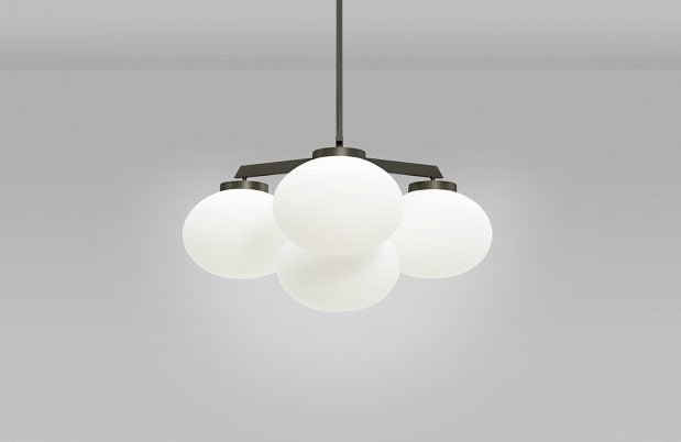 CTO Lighting Cloudesley Small - DALI - A Chandelier bronze with matt opal glass - Araco Interiors