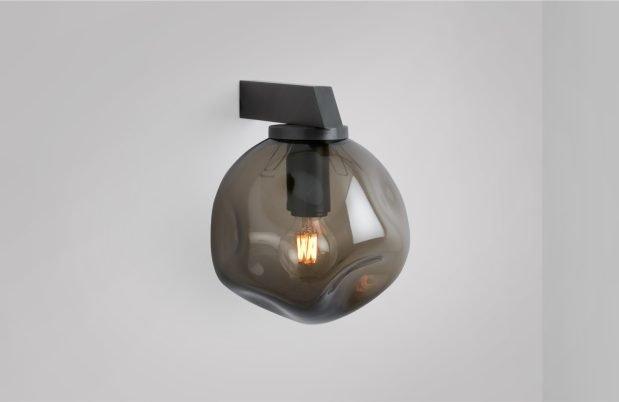 CTO Lighting Gaia - Flush - DALI - A Wall Light antique bronze with smoked hand formed glass - Araco Interiors