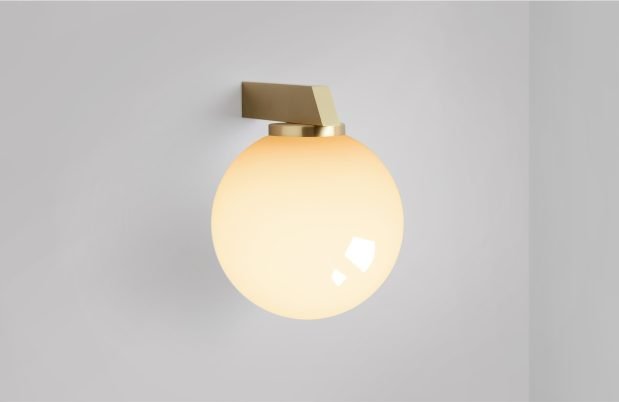 CTO Lighting Gaia - Flush Wall Light satin brass with shiny opal glass - Araco Interiors