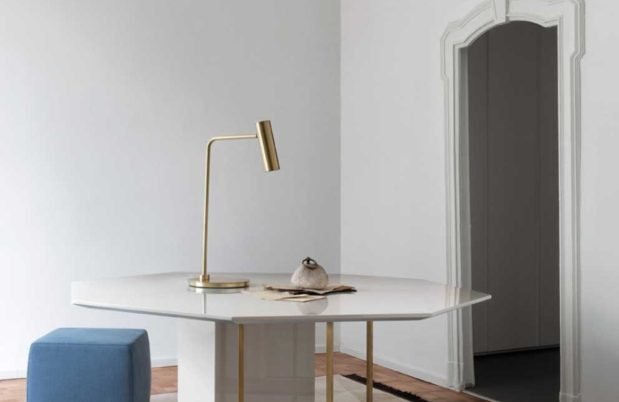 CTO Lighting Heron Desk Lamp satin brass - UK plug - Araco Interiors