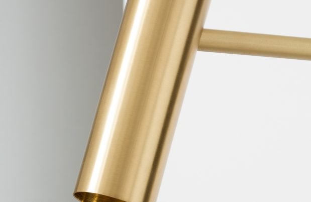 CTO Lighting Heron Floor Lamp satin brass/black marquina - 5 amp plug - Araco Interiors