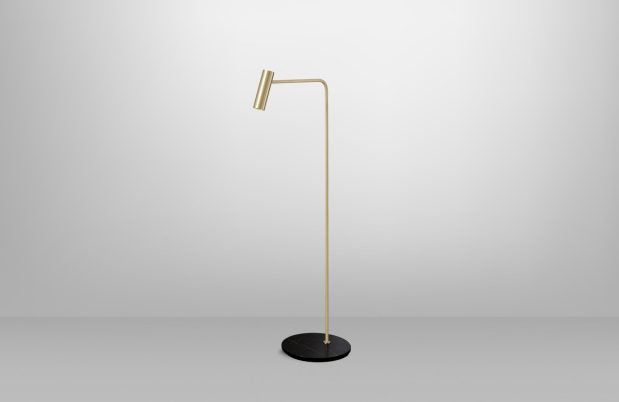 CTO Lighting Heron Floor Lamp satin brass/black marquina - UK plug - Araco Interiors