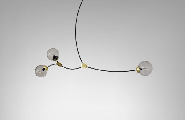 CTO Lighting Ivy - 3 Pendant Light bronze with satin brass details and smoked glass - Araco Interiors