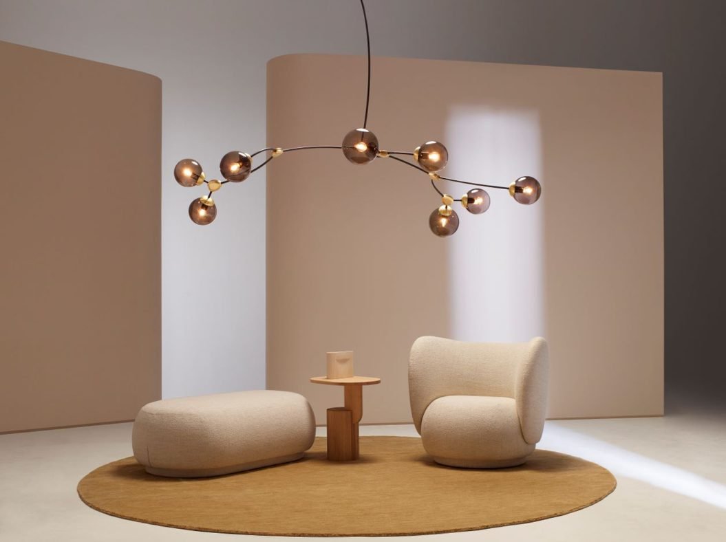 CTO Lighting Ivy - 8 - DALI - B Pendant Light bronze with satin brass details and smoked glass - Araco Interiors