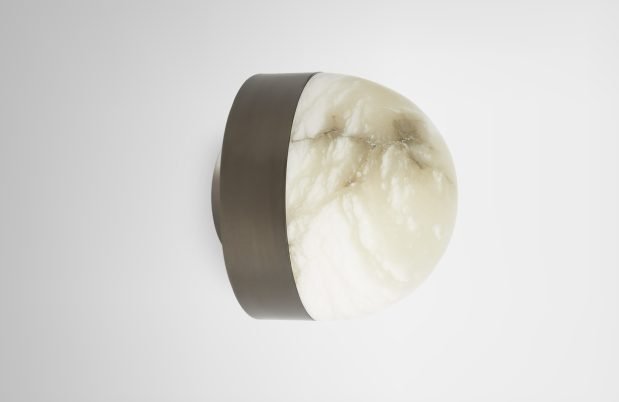 CTO Lighting Lucid 200 - Flush - DALI - A Wall Light antique bronze with honed alabaster - Araco Interiors