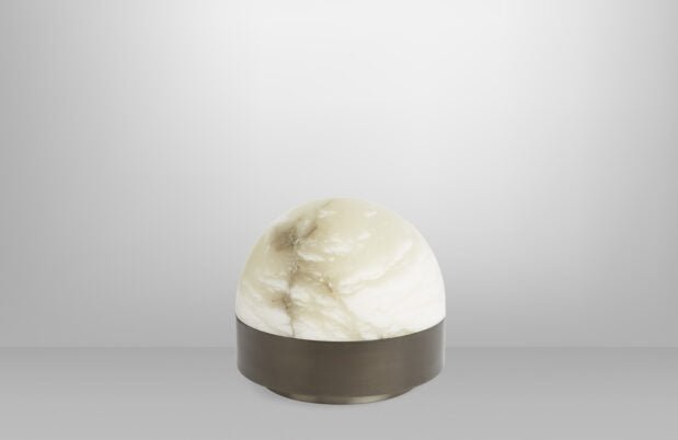 CTO Lighting Lucid 200 Table Lamp antique bronze with honed alabaster 5 amp plug - Araco Interiors