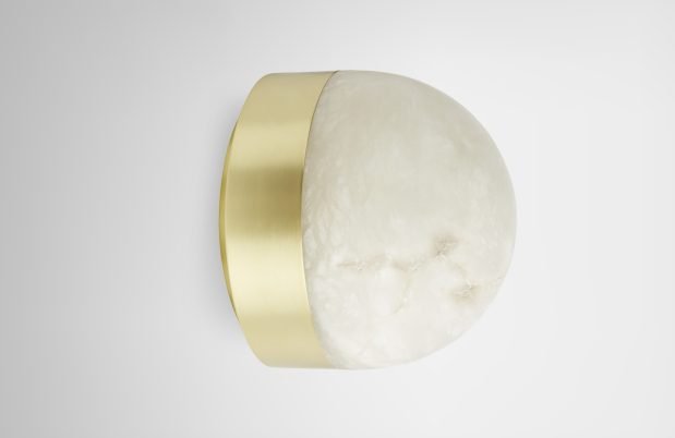 CTO Lighting Lucid 300 - Flush - DALI - A Wall Light satin brass with honed alabaster - Araco Interiors