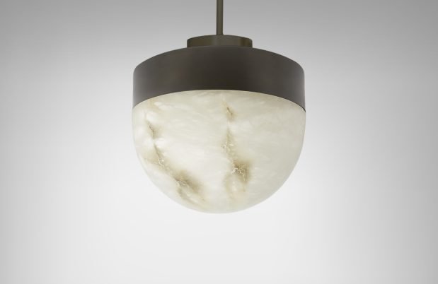 CTO Lighting Lucid 300 Pendant Light bronze with honed alabaster - Araco Interiors