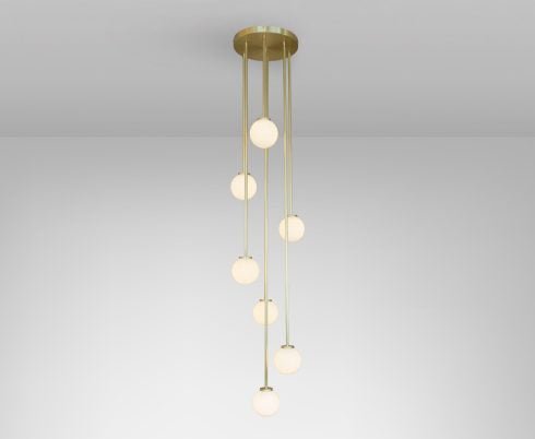CTO Lighting Mezzo Cluster - Round 6 - DALI - A Pendant Light satin brass - Araco Interiors