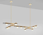 CTO Lighting Modulo - Grid 11 Chandelier satin brass with smoked kiln glass and matt opal glass - Araco Interiors