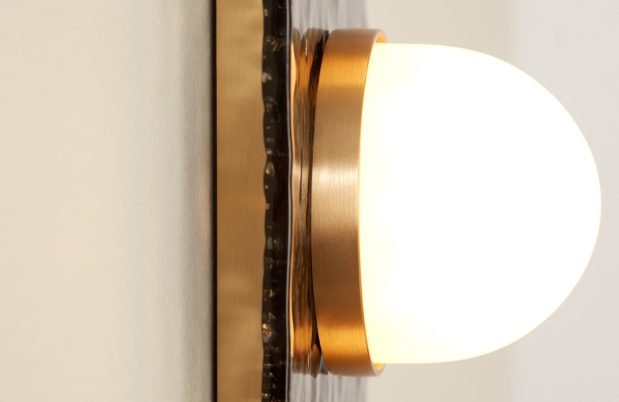 CTO Lighting Modulo - Triple - IP44 Wall Light satin brass with smoked kiln glass and matt glass - Araco Interiors