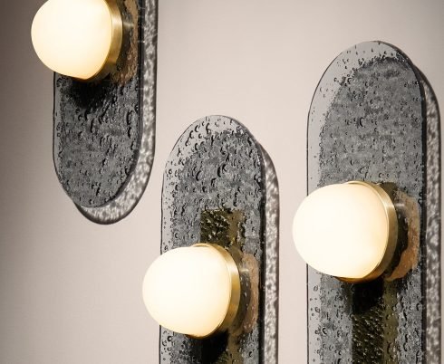 CTO Lighting Modulo - Twin Wall Light bronze with smoked kiln glass and matt glass - Araco Interiors