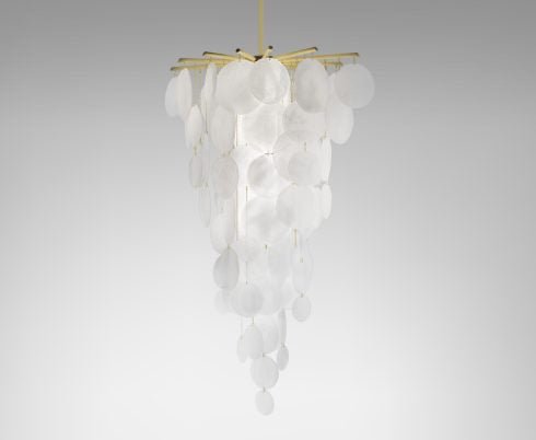 CTO Lighting Nimbus - Cascade - DALI - A Chandelier satin brass with fritted glass - Araco Interiors