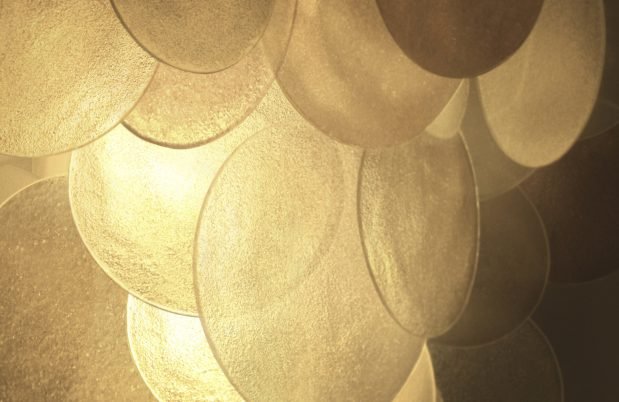 CTO Lighting Nimbus - Large Chandelier satin brass with fritted glass - Araco Interiors