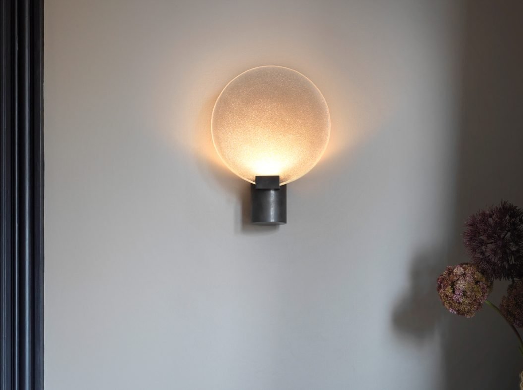 CTO Lighting Nimbus Wall Light antique bronze with fritted glass - Araco Interiors