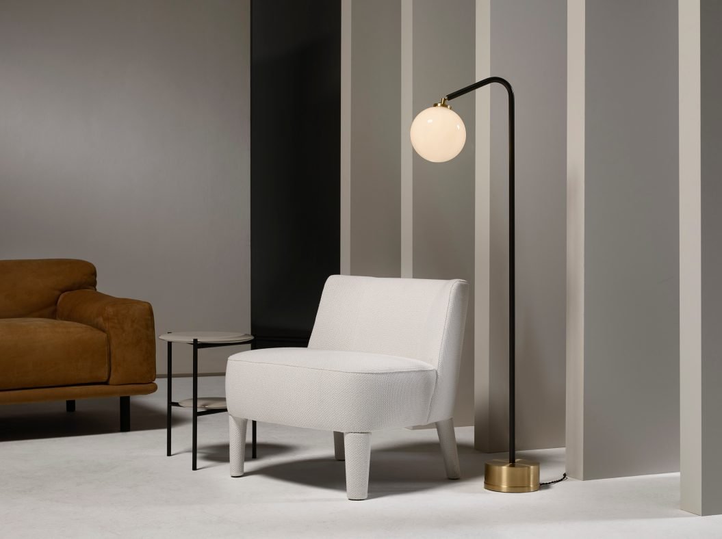 CTO Lighting Oscar Floor Lamp bronze stem with bronze base and shiny opal glass - 5 amp plug - Araco Interiors