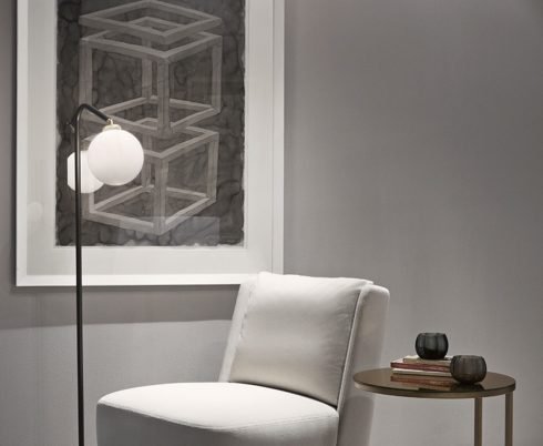 CTO Lighting Oscar Floor Lamp bronze stem with satin brass base and shiny opal glass - 5 amp plug - Araco Interiors