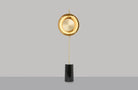 CTO Lighting Pendulum Floor Lamp satin brass with smoked glass and nero marquina marble - Araco Interiors