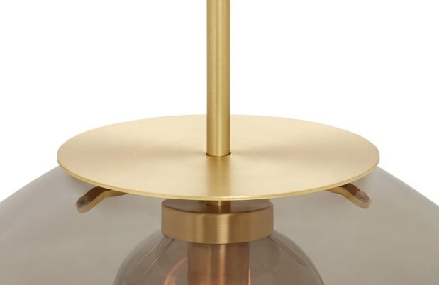 CTO Lighting Petra - Large Pendant Light satin brass with smoked outer glass and smoked hand formed inner glass - Araco Interiors