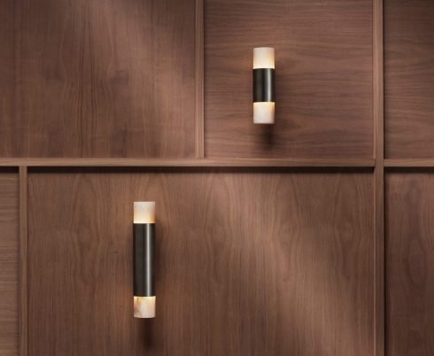 CTO Lighting Roma - Short Wall Light bronze with honed alabaster - Araco Interiors