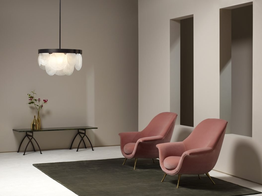 CTO Lighting Sasha Pendant Light antique bronze with fritted glass - Araco Interiors