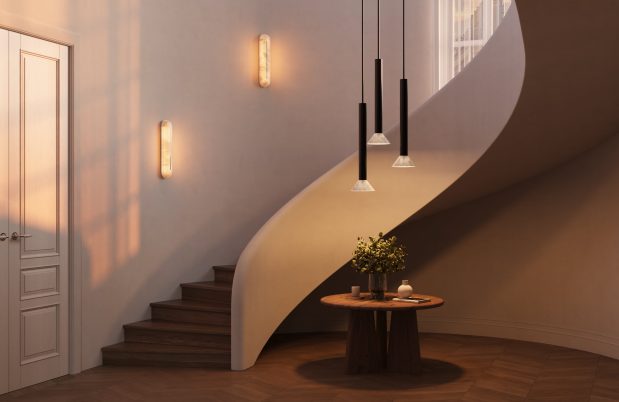 CTO Lighting Torres Tall - Ceiling Plate - IP44 Pendant Light antique bronze with honed alabaster - Araco Interiors