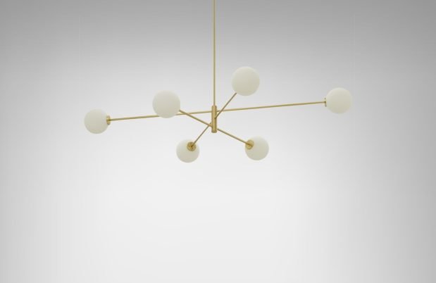 CTO Lighting Trevi Large Pendant Light satin brass with matt opal glass - Araco Interiors