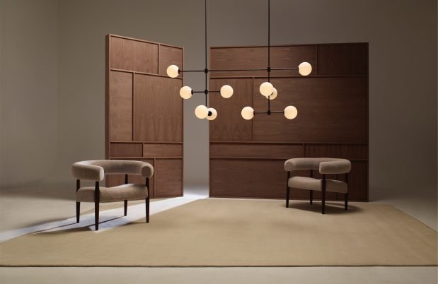 CTO Lighting Trevi - Multi 10 Pendant Light antique bronze with matt opal glass - Araco Interiors