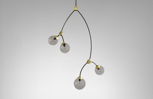 CTO Lighting Ivy - Vertical 4 Pendant Light bronze with satin brass details and smoked glass-0