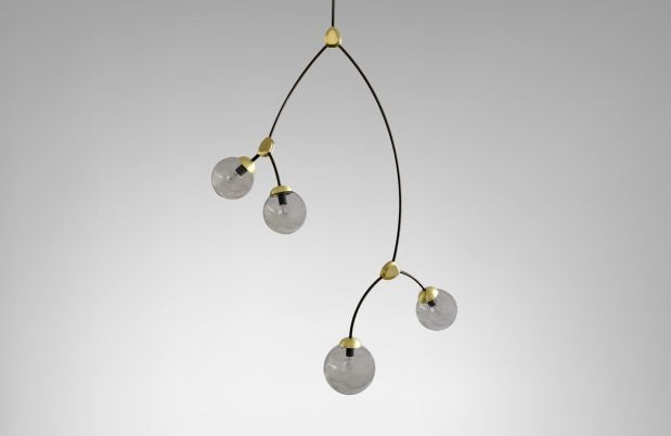 CTO Lighting Ivy - Vertical 4 - DALI-B Pendant Light bronze with satin brass details and smoked glass-0