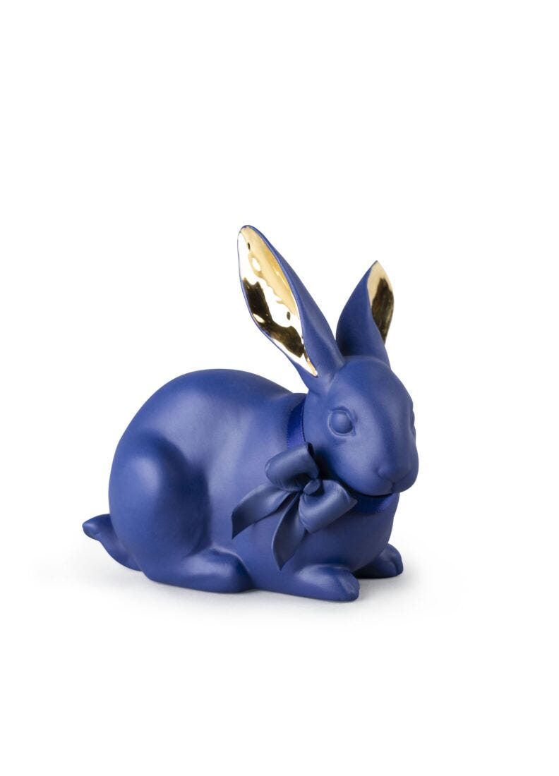 Lladro Bunny Blue & Gold-0