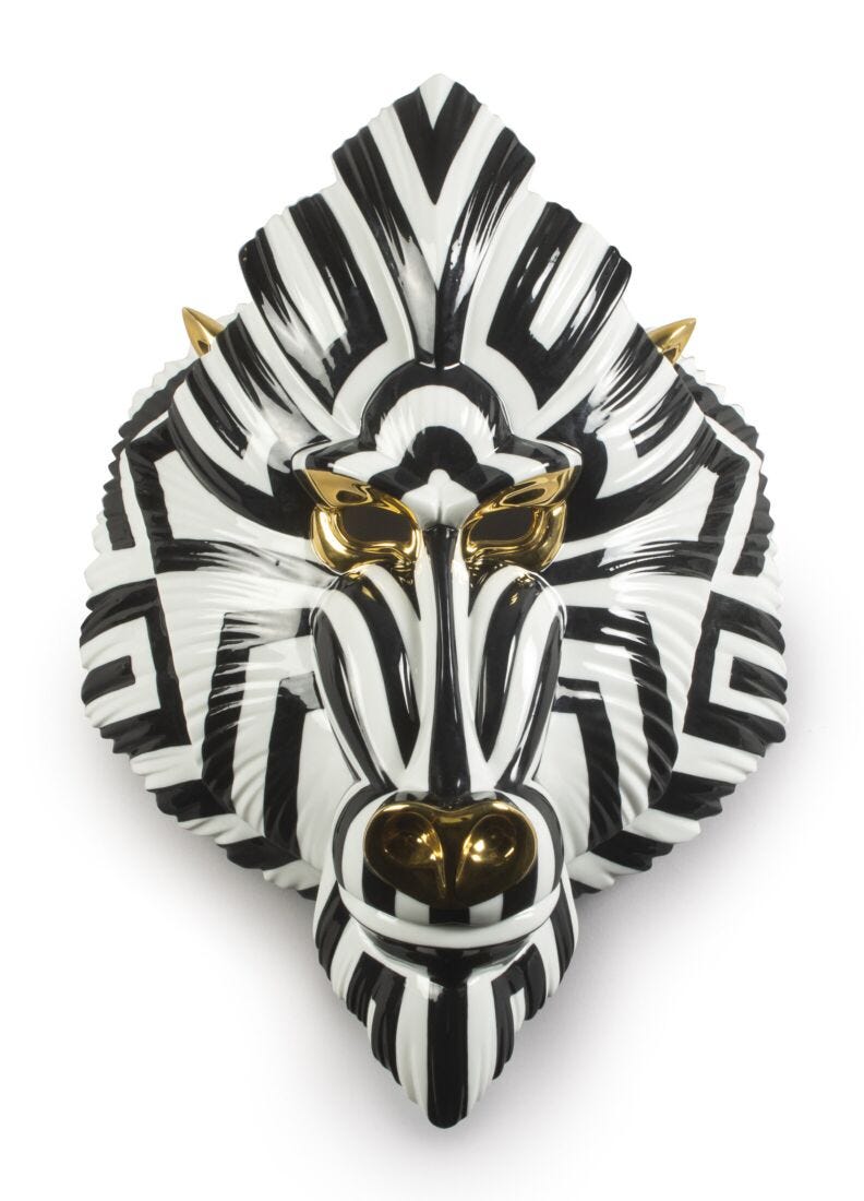 Lladro Mandrill mask (black-gold) Black & Gold-0