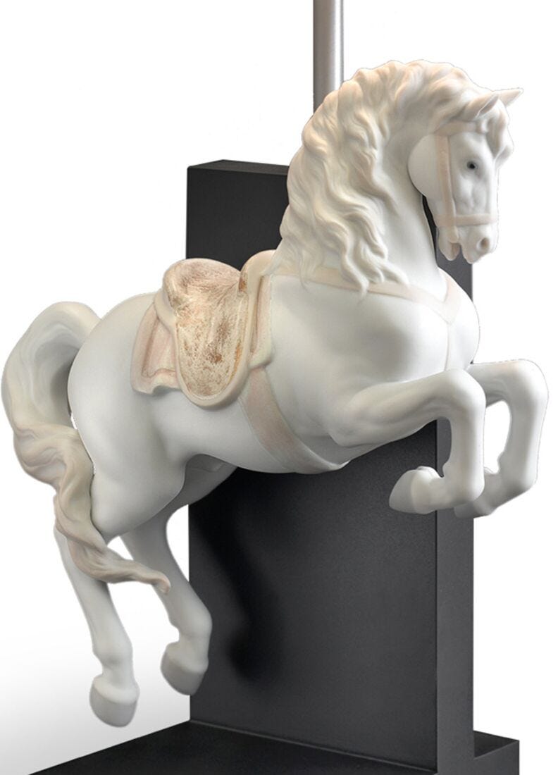 Lladro Horse on courbette - Lamp (UK)-1