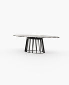 Laskasas ANN Dining & Bar Table Black Flower Polished Marble - Araco Interiors