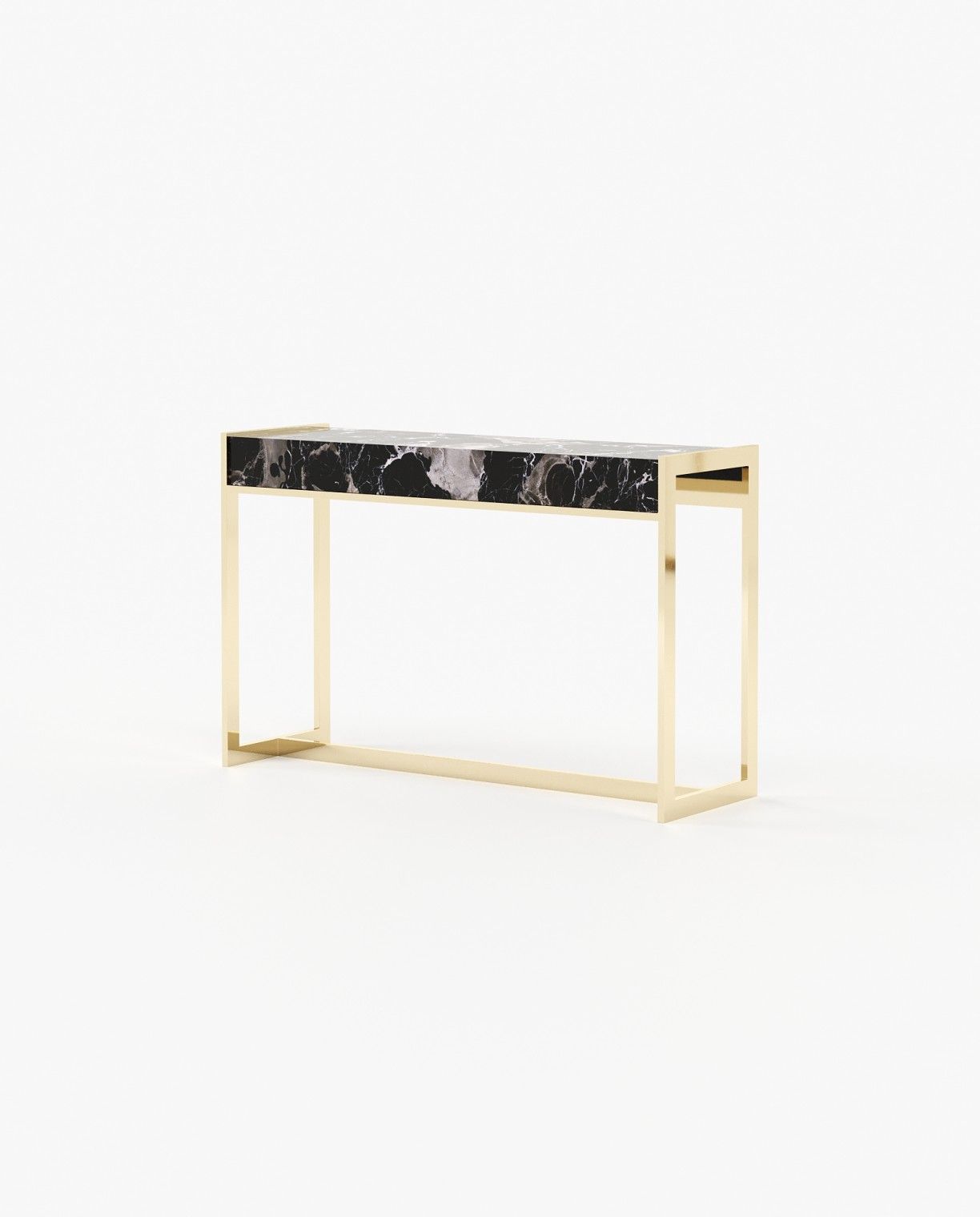Laskasas ANTHONY Console Table Black Flower Polished Marble - Araco Interiors