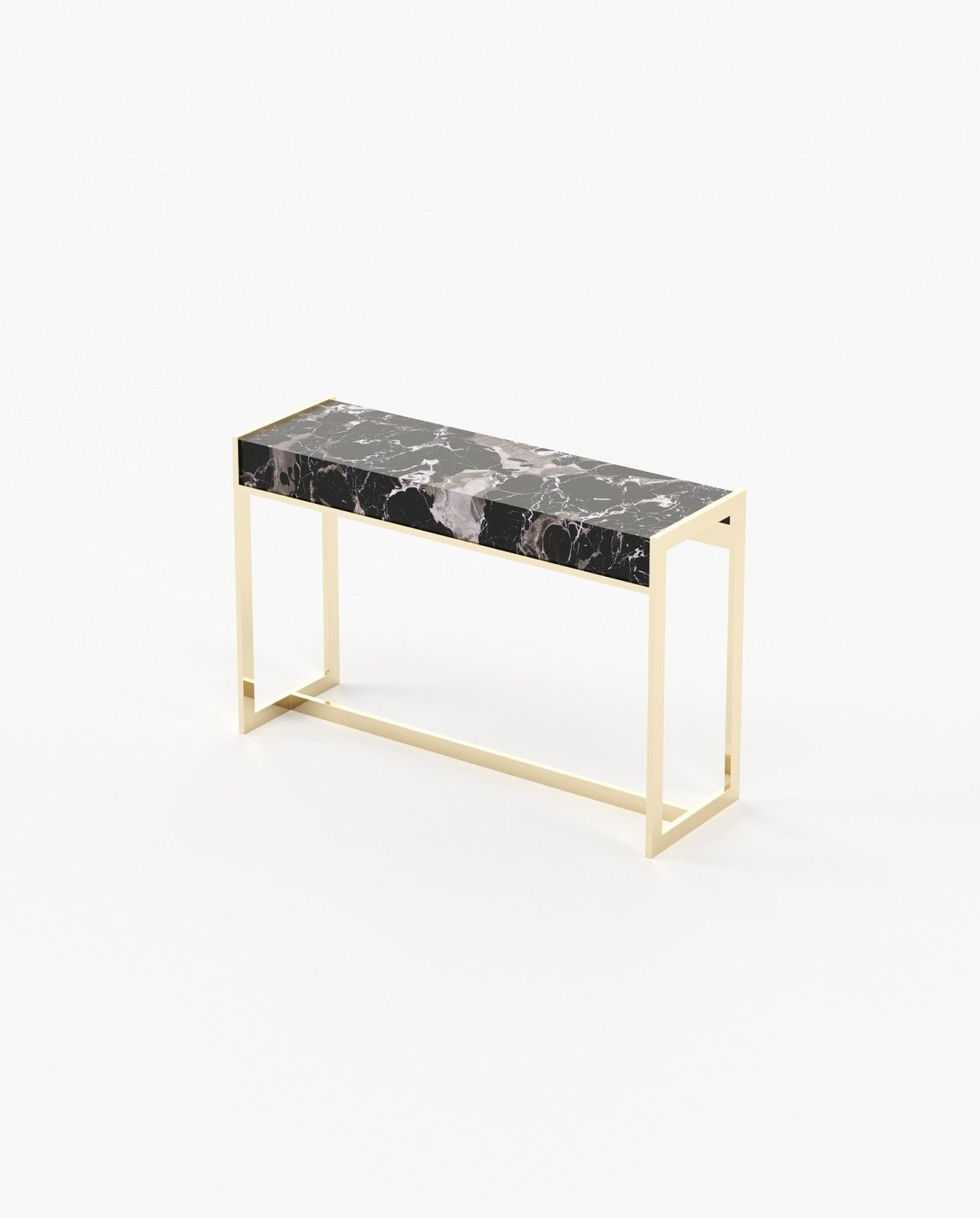 Laskasas ANTHONY Console Table Black Flower Polished Marble - Araco Interiors