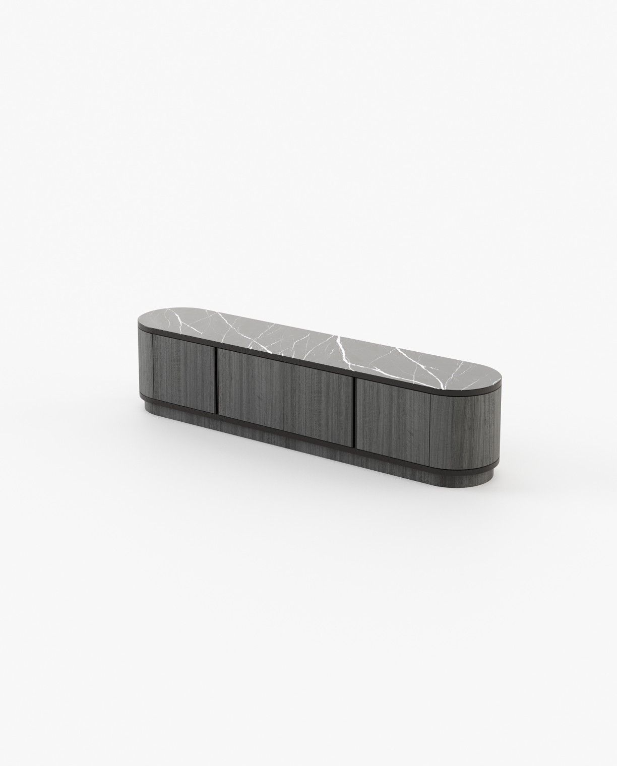 Laskasas BROWN Media Unit Grey Eucalyptus Veneer Matte - Araco Interiors
