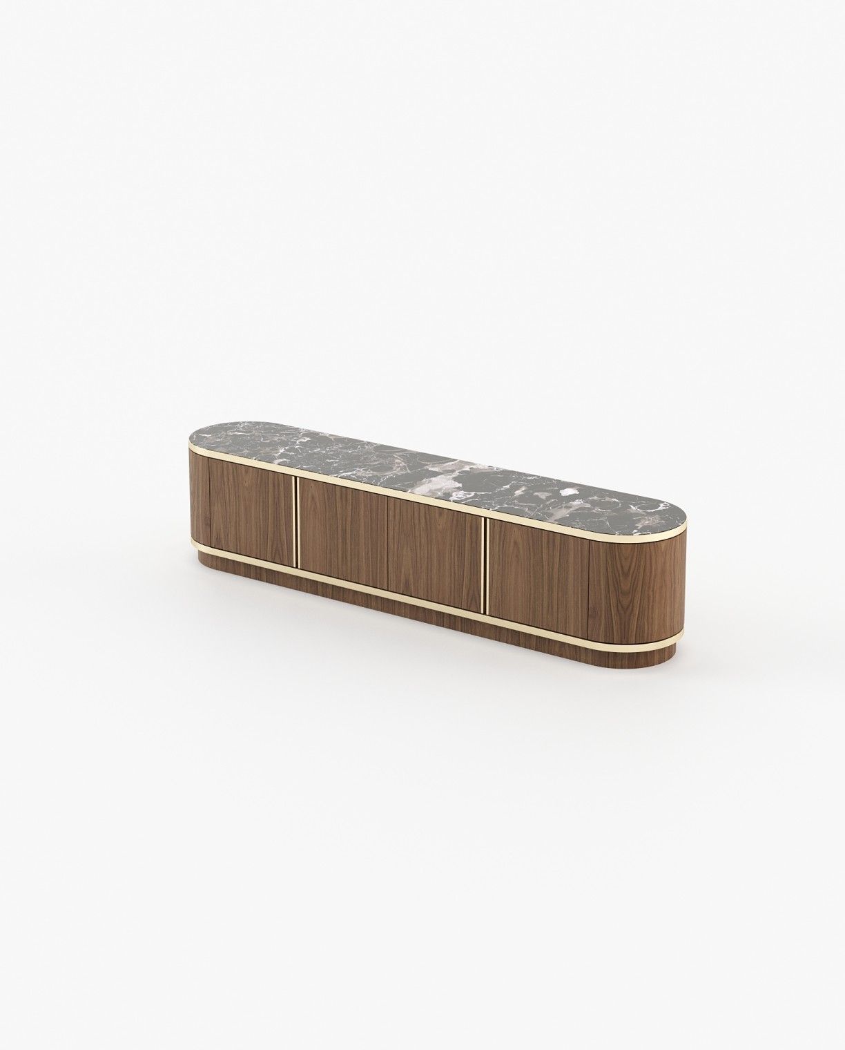 Laskasas BROWN Media Unit Walnut Veneer Matte - Araco Interiors