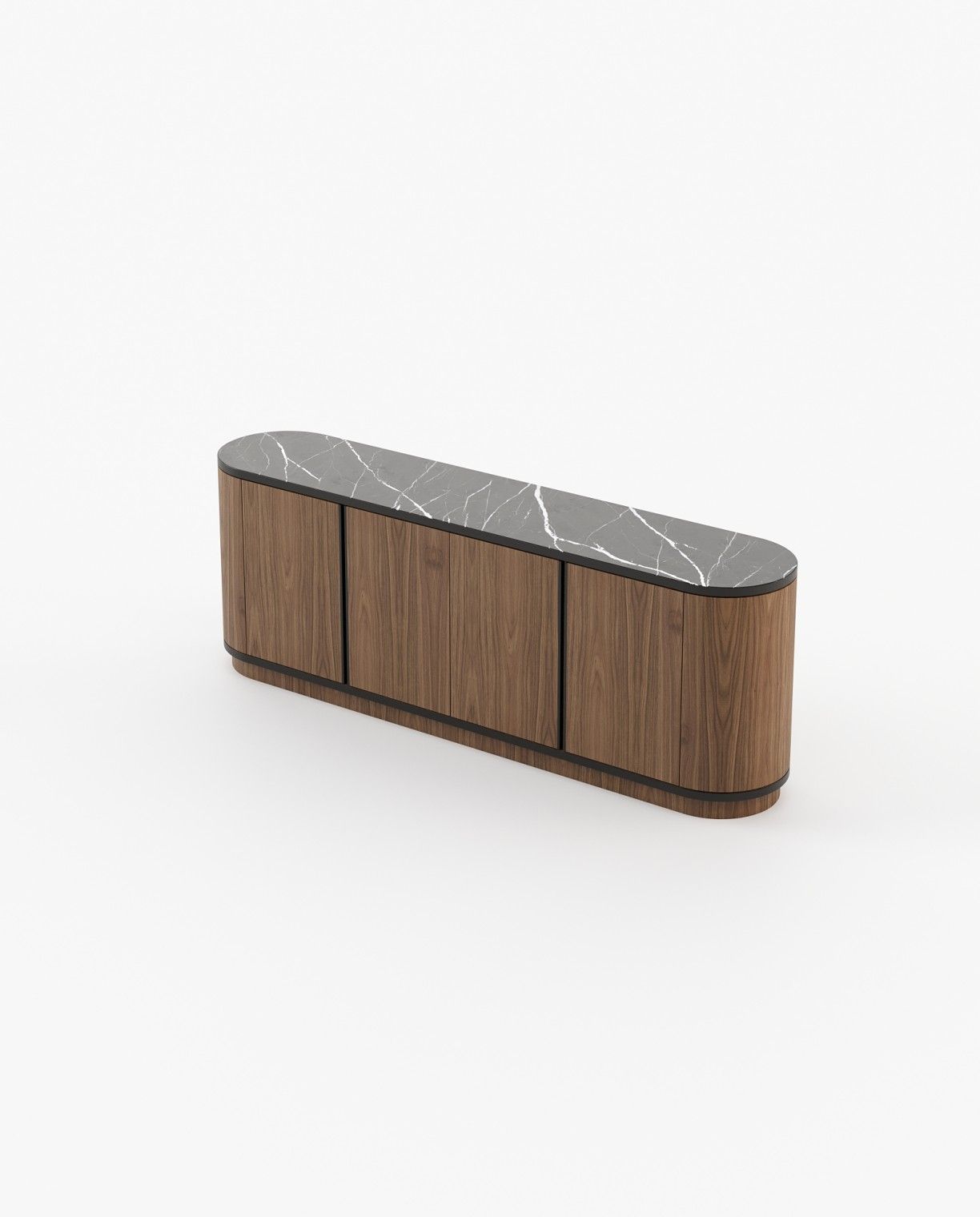 Laskasas BROWN Sideboard Walnut Veneer Matte - Araco Interiors