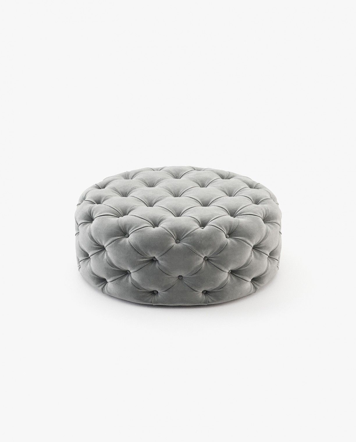 Laskasas BUR round Footstool & Pouf Vienna Light Grey - Araco Interiors