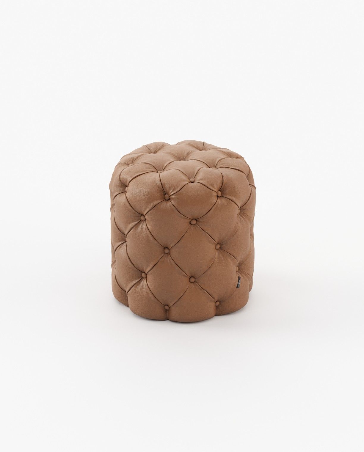 Laskasas BUR small Footstool & Pouf Berlin Camel Leather - Araco Interiors